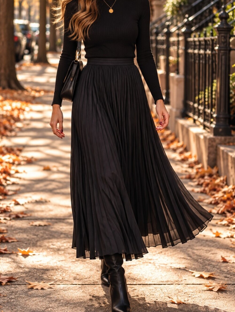 Victoria's Secret Black Pleated Maxi Skirt